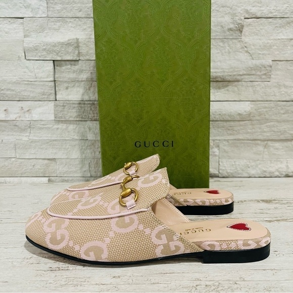 Gucci Jumbo GG Princetown Mules Slippers Perfect Pink Size 36 Canvas/Leather - Picture 5 of 16